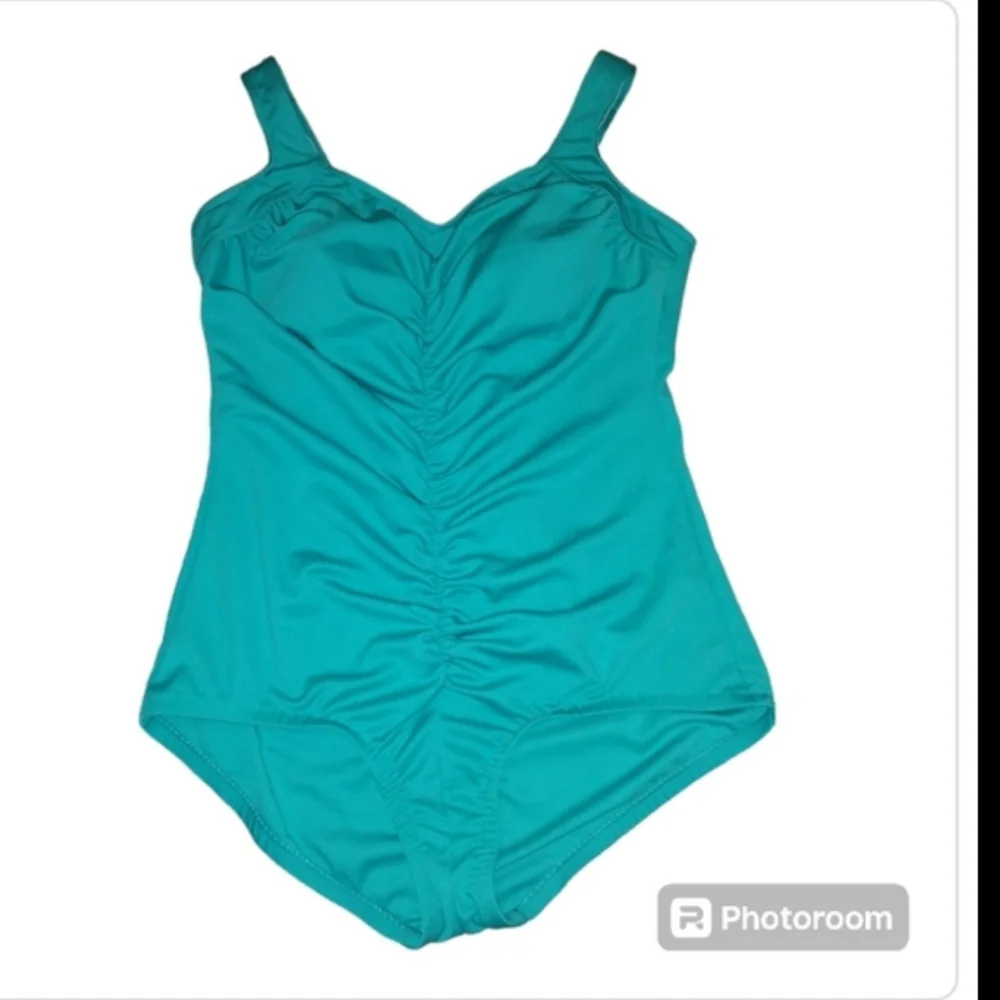 New Maxine of Hollywood Blue Green Azul One Piece Swim Bathing Suit 22W …